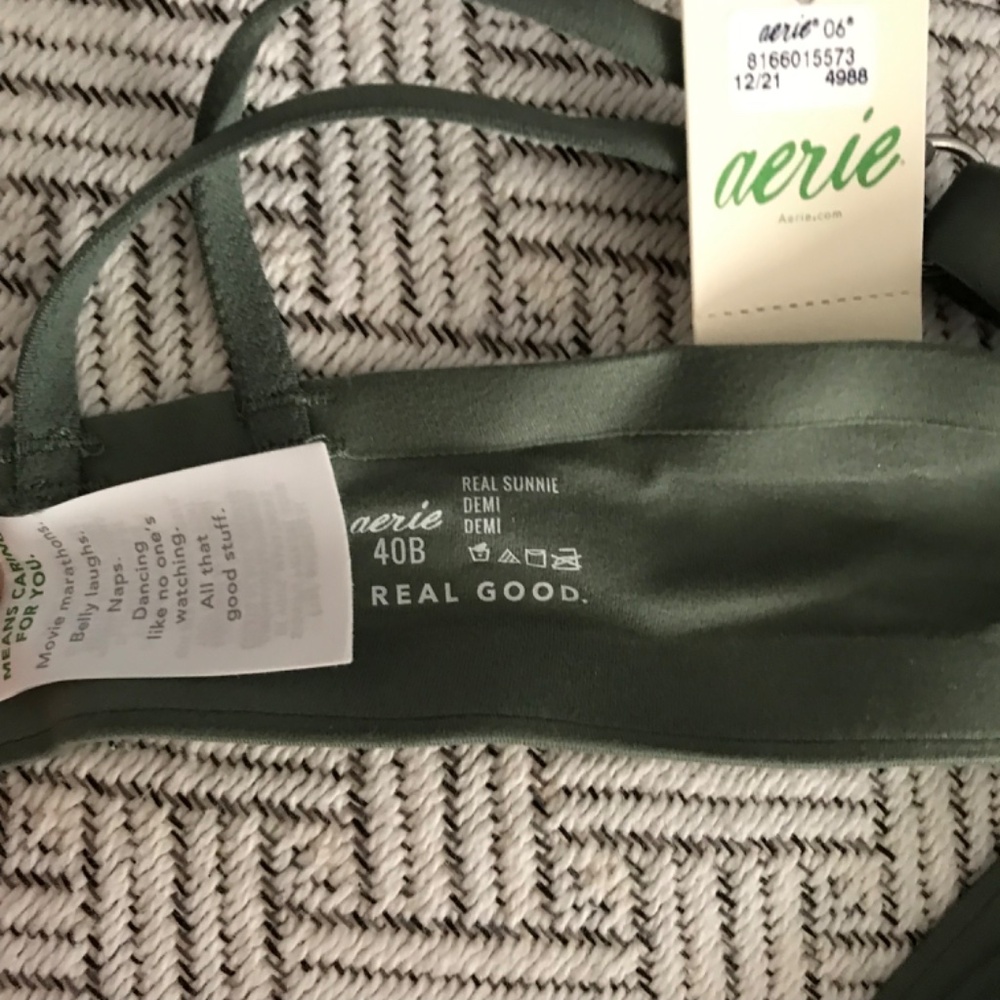 NWT Aerie Real Sunnie Demi Push Up Blossom Bras 40B Black and Green - Picture 6 of 6